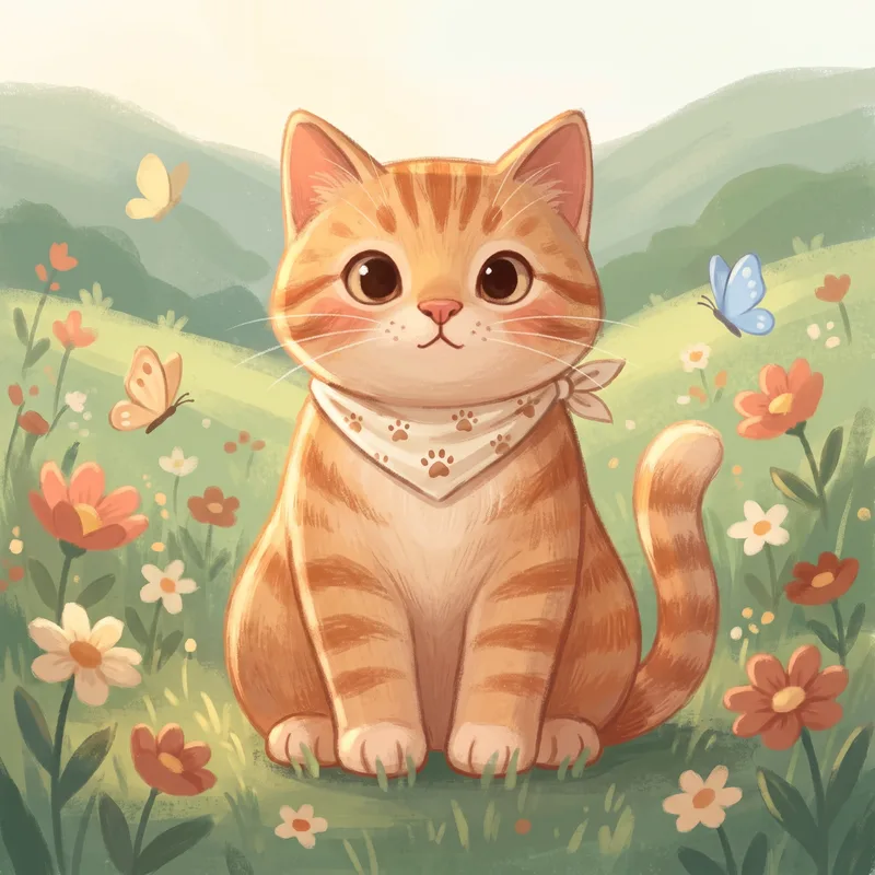 Kedi kartı — Yumuşak resim stilinde, Hayvanlar temasında